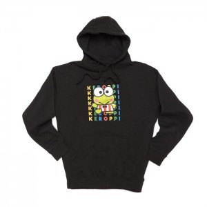 Black Hello Kitty Keroppi Watashi Wa Unisex Hoodie | NZ_HK90519