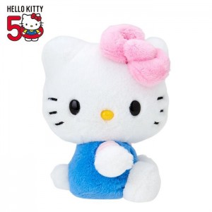 Blue / Pink Hello Kitty Hello Kitty 50th Anniv. Plush Mascot (Light Blue Overalls) | NZ_HK62786