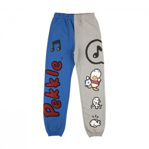 Grey / Blue Hello Kitty Pekkle x Dumbgood Puff Print Sweatpants | NZ_HK84004