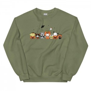 Grey / Green Hello Kitty Hello Kitty and Friends Pumpkin Costumes Classic Crewneck | NZ_HK27768