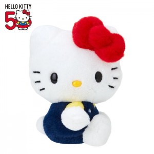 Navy / Red Hello Kitty Hello Kitty 50th Anniv. Plush Mascot (Dark Blue Overalls) | NZ_HK92343