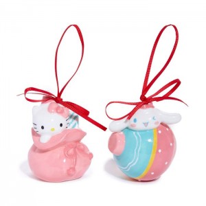 Pink / Blue Hello Kitty Hello Kitty and Cinnamoroll 2-pc Holiday Ceramic Ornament Set (Pastel Pink) | NZ_HK17756