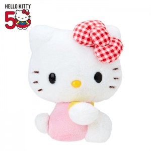 Red Hello Kitty Hello Kitty 50th Anniv. Plush Mascot (Red Gingham Bow) | NZ_HK11214