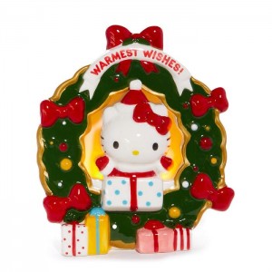 Red / Green Hello Kitty Hello Kitty Holiday Wreath Ceramic Tealight Holder | NZ_HK62666