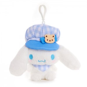 White / Blue Hello Kitty Cinnamoroll Plush Mascot Clip (Gingham Cap Series) | NZ_HK44703