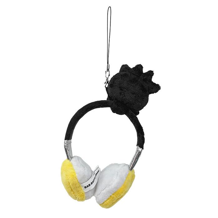 Black Hello Kitty Badtz-maru Plush Headphones Bag Charm | NZ_HK14330