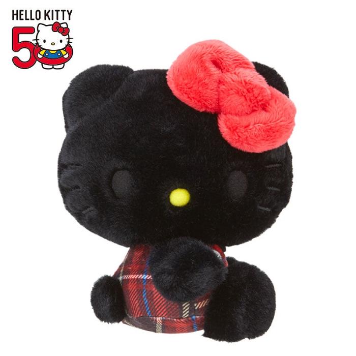 Black / Red Hello Kitty Hello Kitty 50th Anniv. Plush Mascot (Black Tartan) | NZ_HK45069