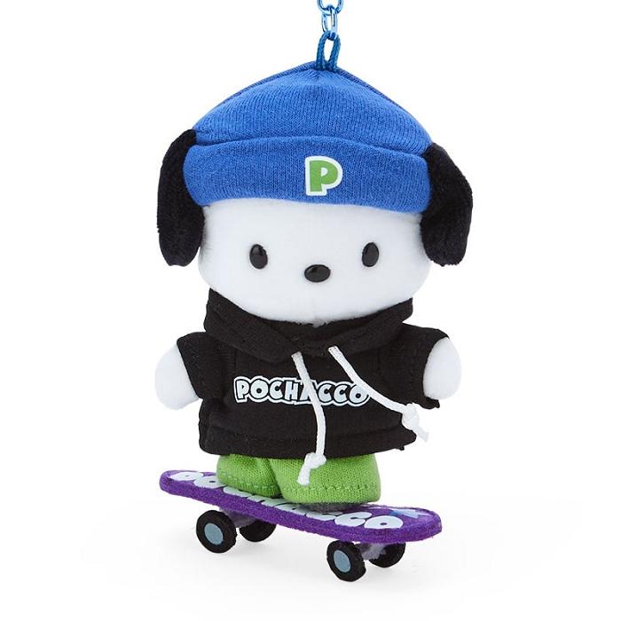 Blue / Black Hello Kitty Pochacco Plush Mascot Keychain (Sk8r Squad Series) | NZ_HK50774