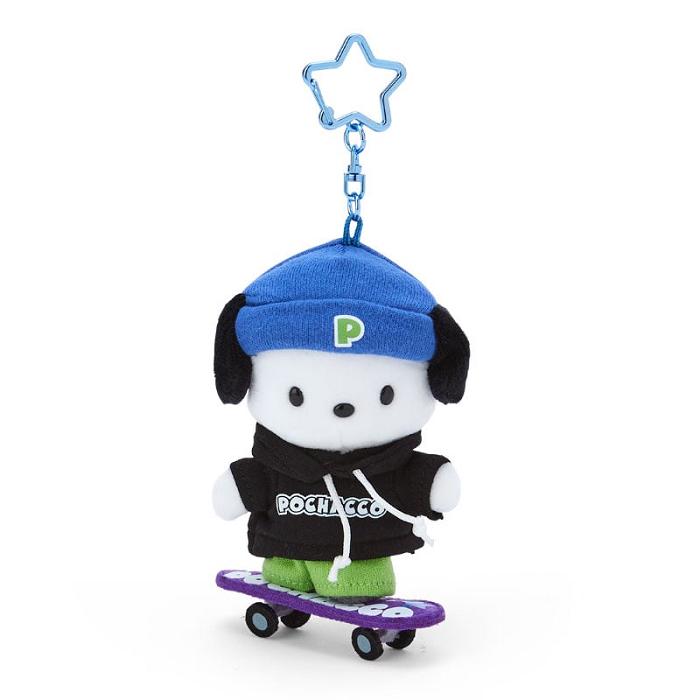 Blue / Black Hello Kitty Pochacco Plush Mascot Keychain (Sk8r Squad Series) | NZ_HK50774