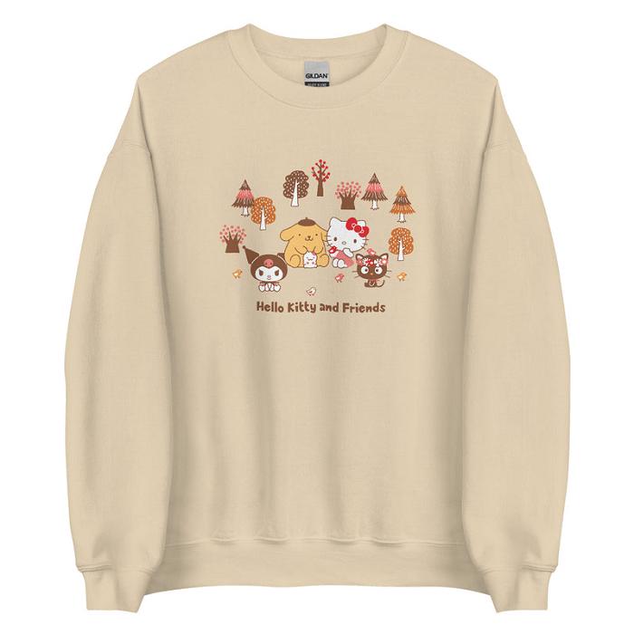 Cream Hello Kitty Hello Kitty and Friends Autumn Woods Classic Crewneck | NZ_HK94886