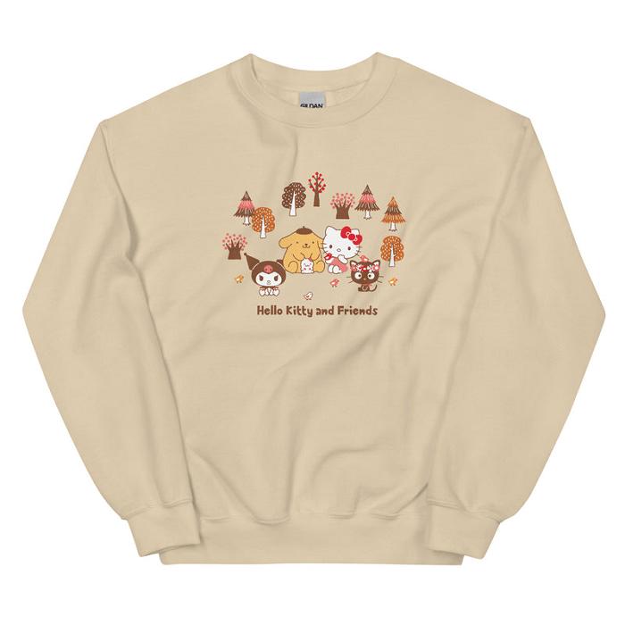 Cream Hello Kitty Hello Kitty and Friends Autumn Woods Classic Crewneck | NZ_HK94886