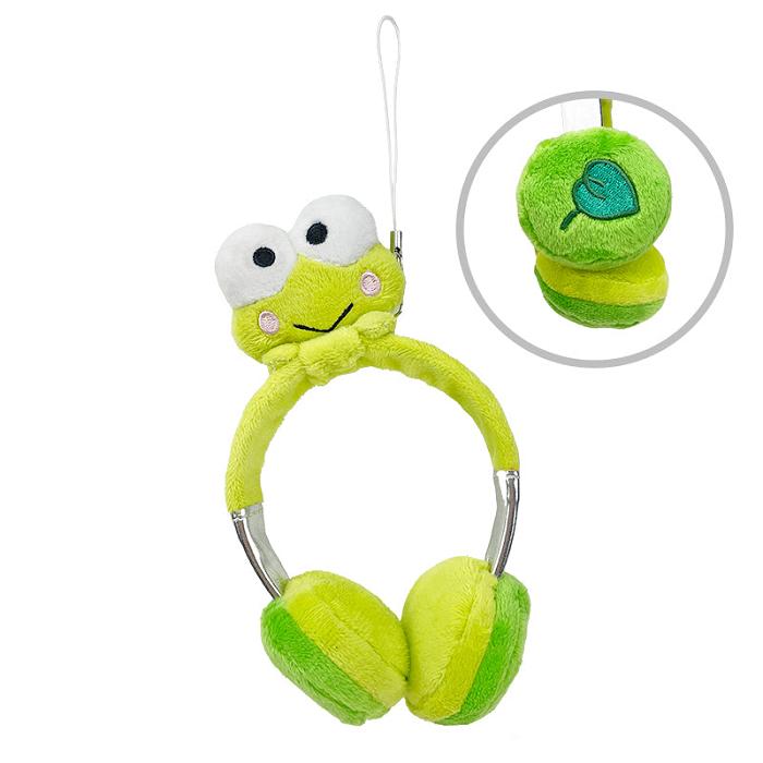 Green Hello Kitty Keroppi Plush Headphones Bag Charm | NZ_HK42817