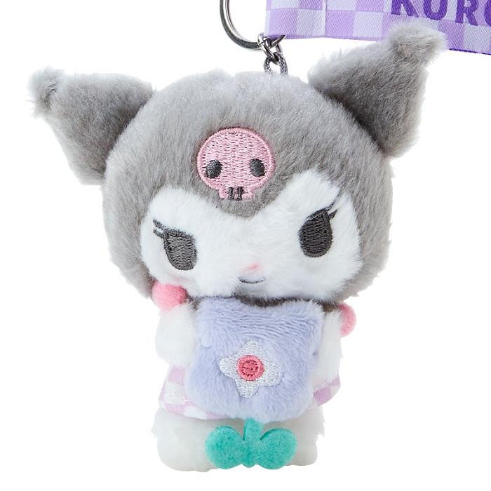 Grey Hello Kitty Kuromi Plush Mascot Keychain (Pastel Check Series) | NZ_HK63421