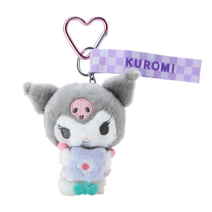 Grey Hello Kitty Kuromi Plush Mascot Keychain (Pastel Check Series) | NZ_HK63421