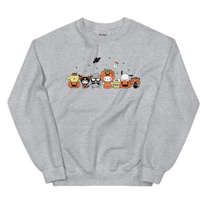 Grey / Green Hello Kitty Hello Kitty and Friends Pumpkin Costumes Classic Crewneck | NZ_HK27768