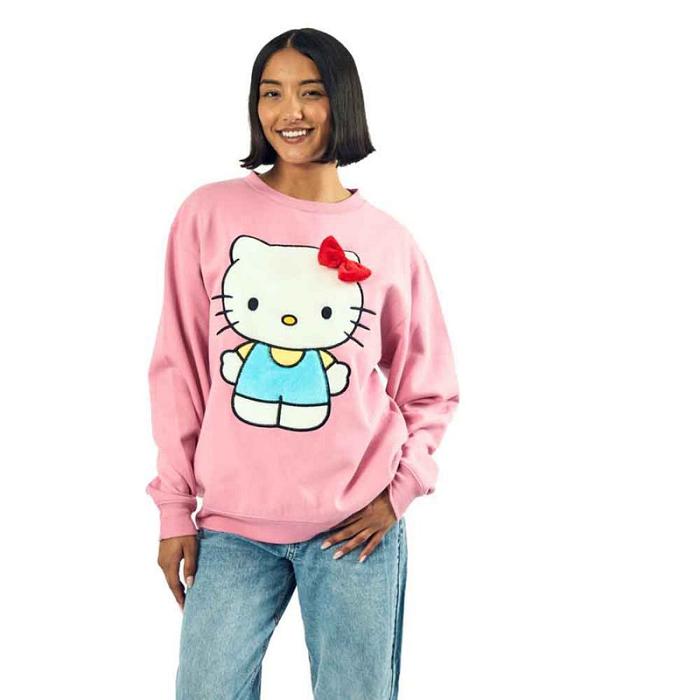 Pink Hello Kitty Hello Kitty 3D Bow Oversized Pink Sweatshirt | NZ_HK23085