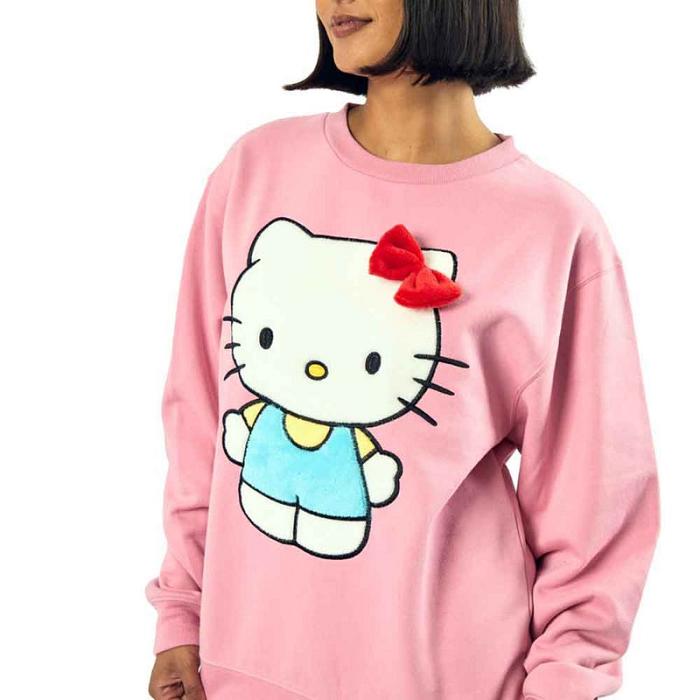 Pink Hello Kitty Hello Kitty 3D Bow Oversized Pink Sweatshirt | NZ_HK23085