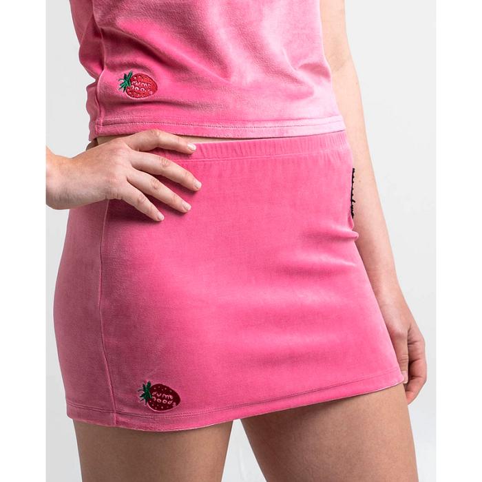 Pink Hello Kitty Hello Kitty x Dumbgood Pink Velour Mini Skirt (50th Anniv.) | NZ_HK56207