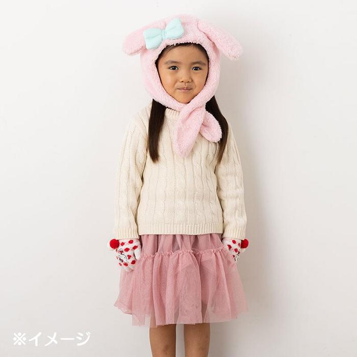 Pink Hello Kitty My Melody Kids Hooded Wrap Scarf | NZ_HK74251