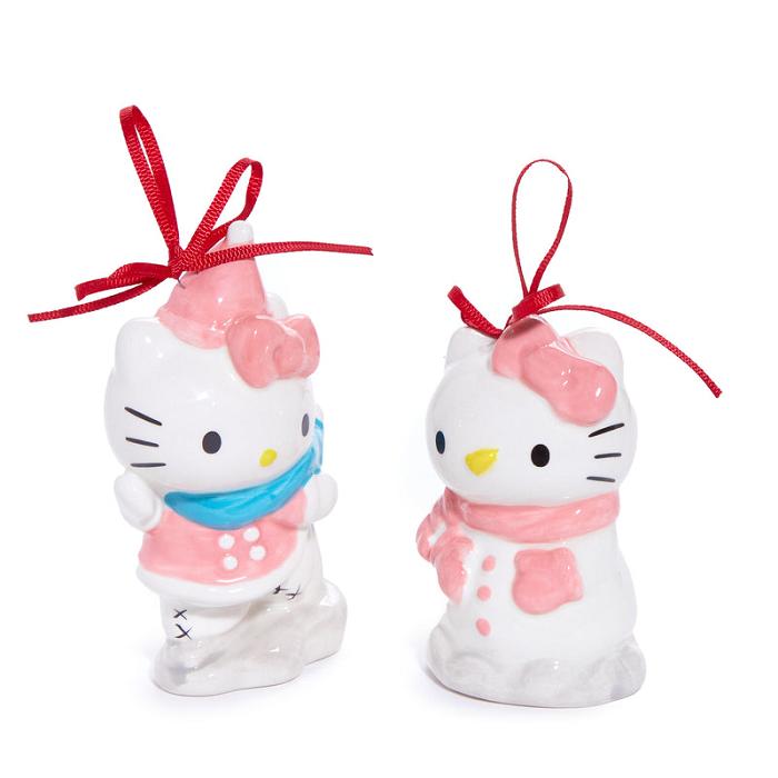 Pink / Blue Hello Kitty Hello Kitty 2-pc Holiday Ceramic Ornament Set (Winter Play) | NZ_HK14671