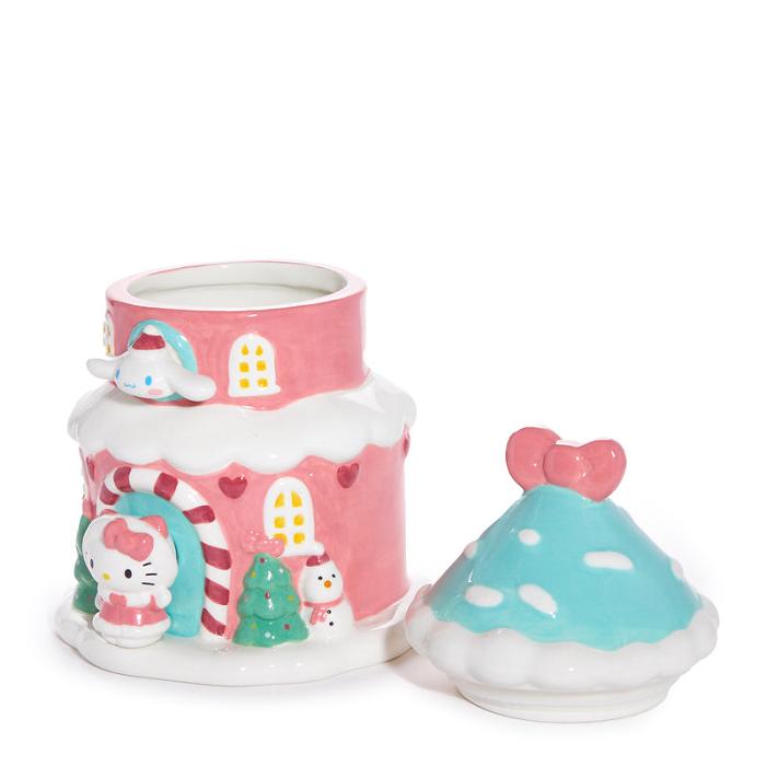 Pink / Blue Hello Kitty Hello Kitty and Cinnamoroll Ceramic Holiday Cottage Cookie Jar | NZ_HK62053