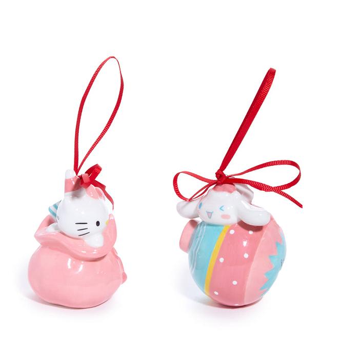 Pink / Blue Hello Kitty Hello Kitty and Cinnamoroll 2-pc Holiday Ceramic Ornament Set (Pastel Pink) | NZ_HK17756