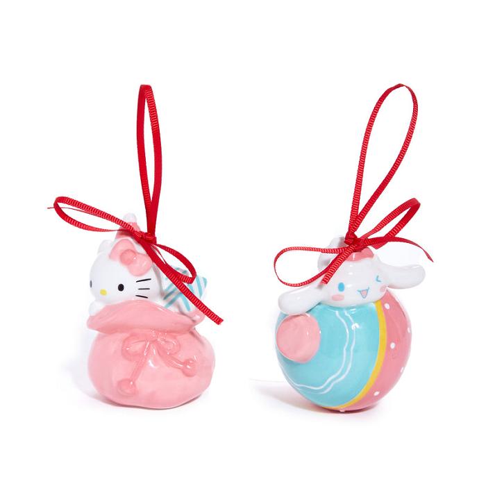 Pink / Blue Hello Kitty Hello Kitty and Cinnamoroll 2-pc Holiday Ceramic Ornament Set (Pastel Pink) | NZ_HK17756