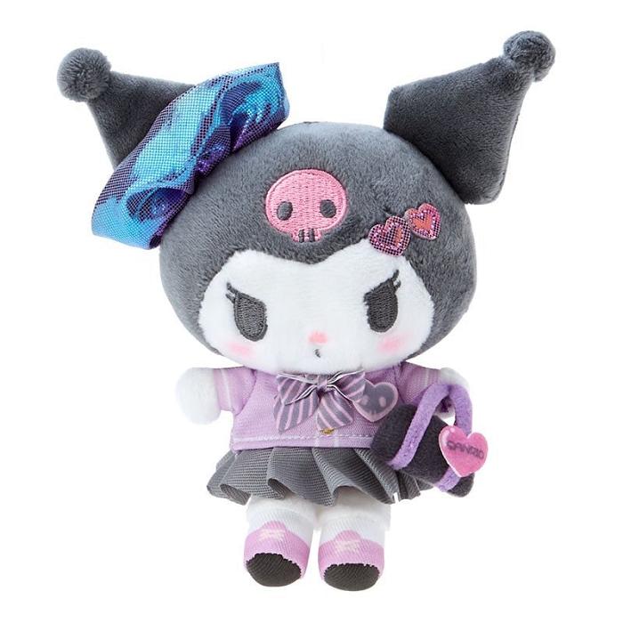 Pink / Grey Hello Kitty Kuromi Plush Mascot Keychain (Sanrio Academy Series) | NZ_HK11471