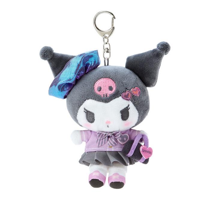 Pink / Grey Hello Kitty Kuromi Plush Mascot Keychain (Sanrio Academy Series) | NZ_HK11471