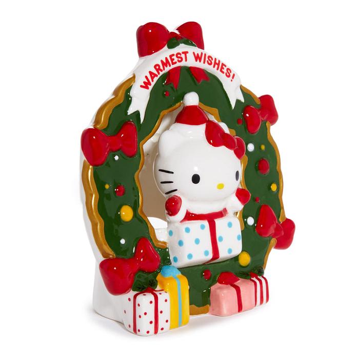 Red / Green Hello Kitty Hello Kitty Holiday Wreath Ceramic Tealight Holder | NZ_HK62666