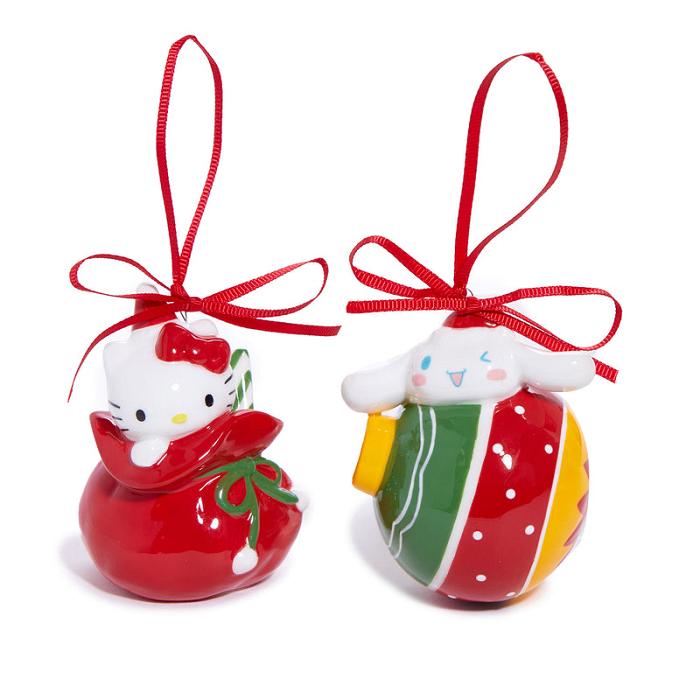 Red / Green Hello Kitty Hello Kitty and Cinnamoroll 2-pc Holiday Ceramic Ornament Set (Red) | NZ_HK51161