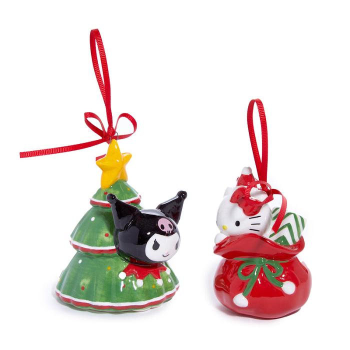 Red / Green Hello Kitty Hello Kitty and Kuromi 2-pc Holiday Ceramic Ornament Set (Red) | NZ_HK11390