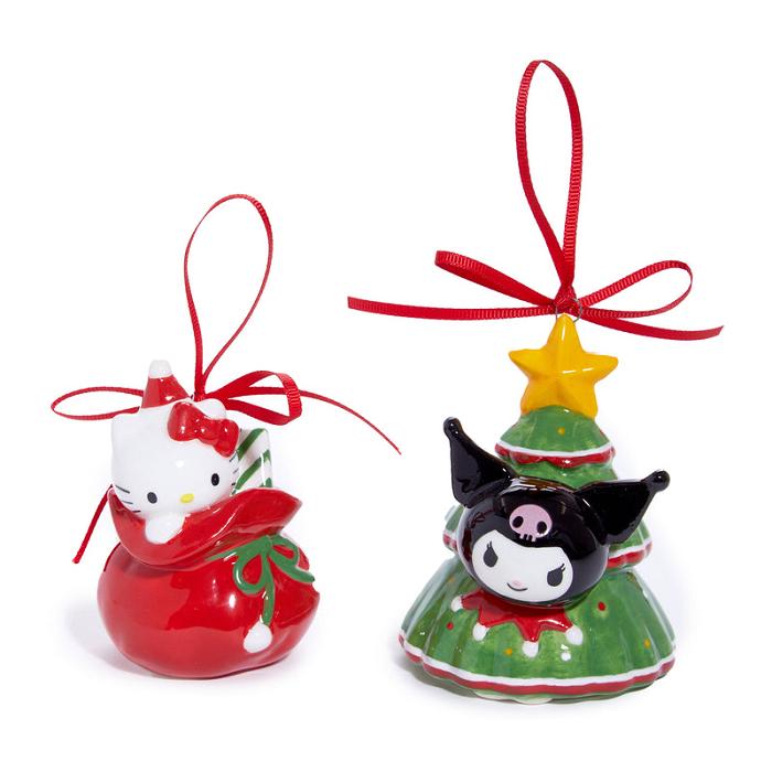 Red / Green Hello Kitty Hello Kitty and Kuromi 2-pc Holiday Ceramic Ornament Set (Red) | NZ_HK11390