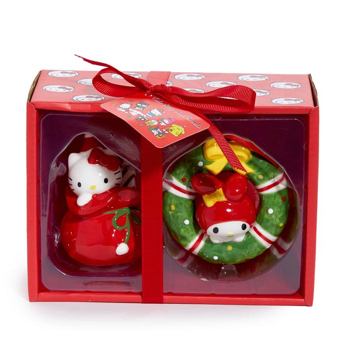 Red / Green Hello Kitty Hello Kitty and My Melody 2-pc Holiday Ceramic Ornament Set (Red) | NZ_HK12389