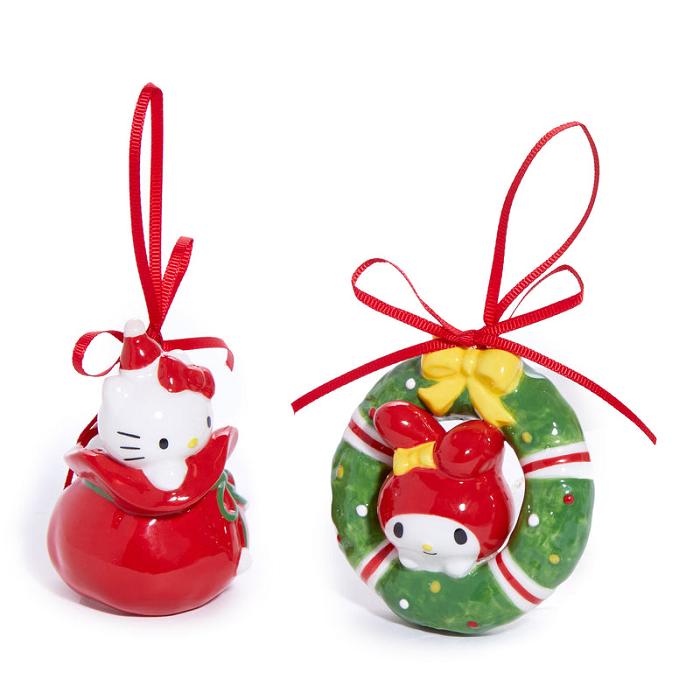 Red / Green Hello Kitty Hello Kitty and My Melody 2-pc Holiday Ceramic Ornament Set (Red) | NZ_HK12389