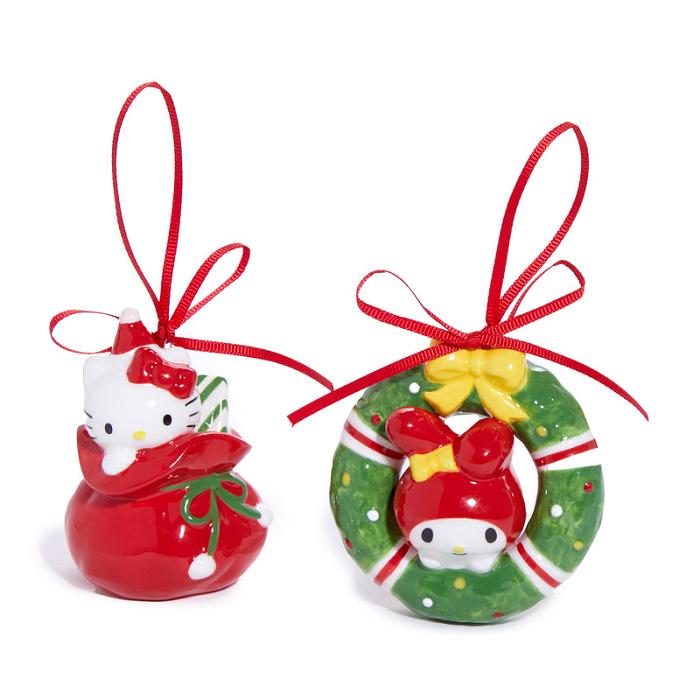 Red / Green Hello Kitty Hello Kitty and My Melody 2-pc Holiday Ceramic Ornament Set (Red) | NZ_HK12389