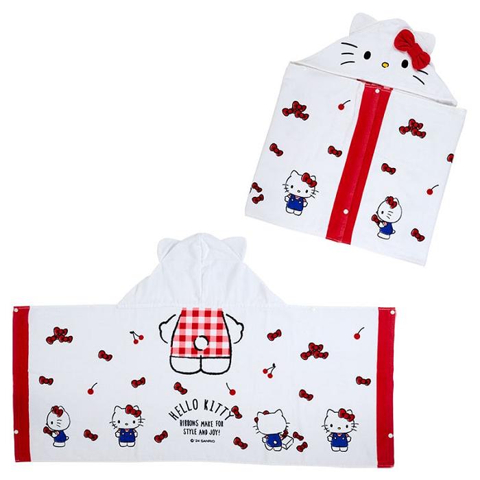 White Hello Kitty Hello Kitty Cherry Kids Hooded Towel | NZ_HK93464