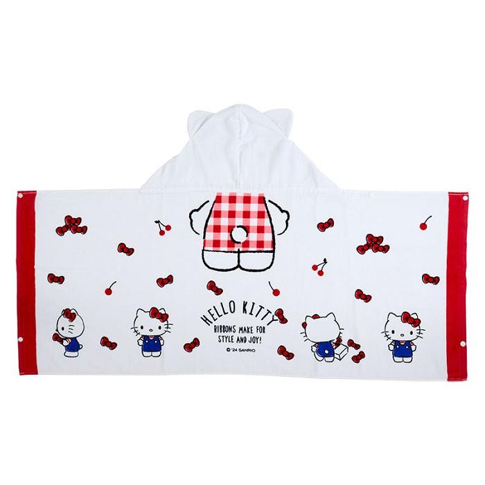 White Hello Kitty Hello Kitty Cherry Kids Hooded Towel | NZ_HK93464