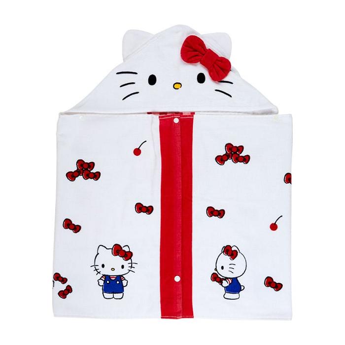 White Hello Kitty Hello Kitty Cherry Kids Hooded Towel | NZ_HK93464