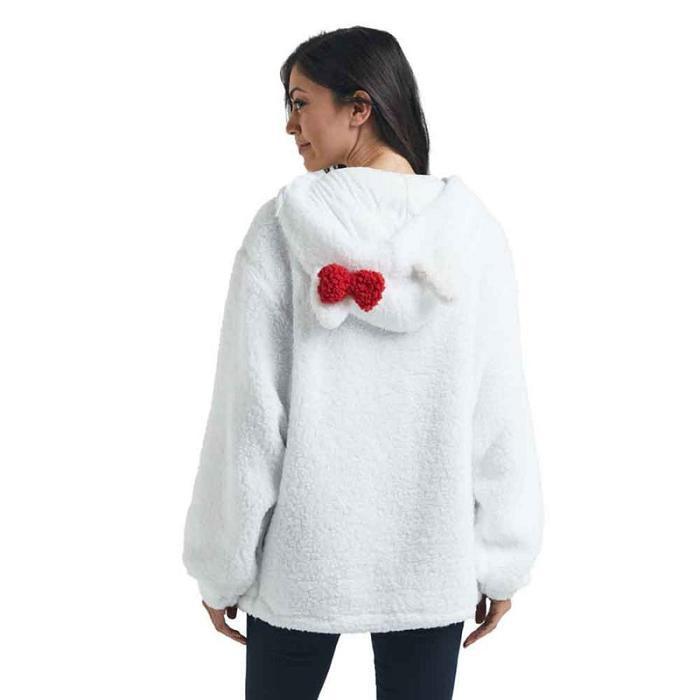 White Hello Kitty Hello Kitty Cozy Sherpa Zip Lounge Hoodie | NZ_HK89981