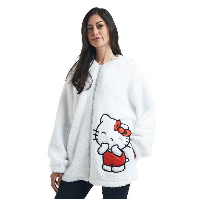 White Hello Kitty Hello Kitty Cozy Sherpa Zip Lounge Hoodie | NZ_HK89981