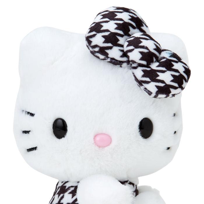 White / Black Hello Kitty Hello Kitty 50th Anniv. Plush Mascot (Black Houndstooth) | NZ_HK35795