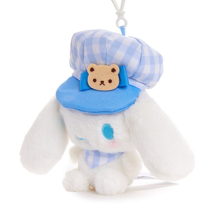 White / Blue Hello Kitty Cinnamoroll Plush Mascot Clip (Gingham Cap Series) | NZ_HK44703