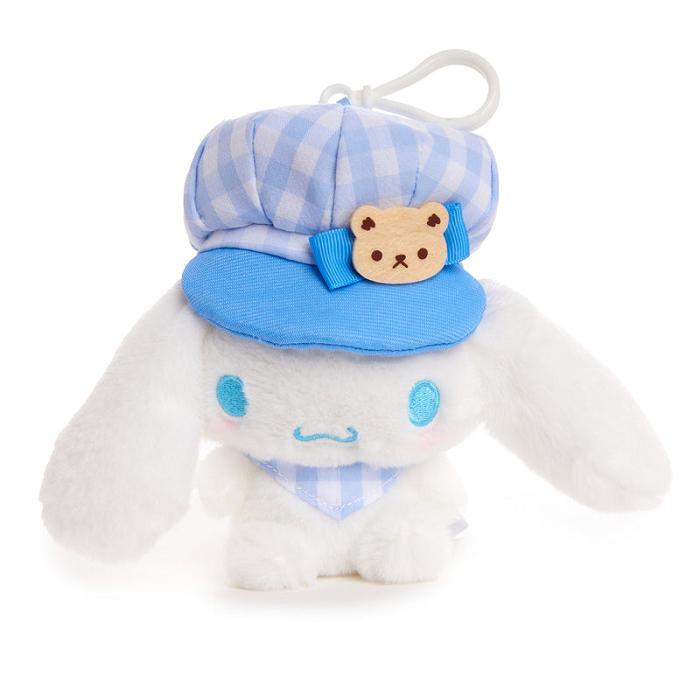 White / Blue Hello Kitty Cinnamoroll Plush Mascot Clip (Gingham Cap Series) | NZ_HK44703