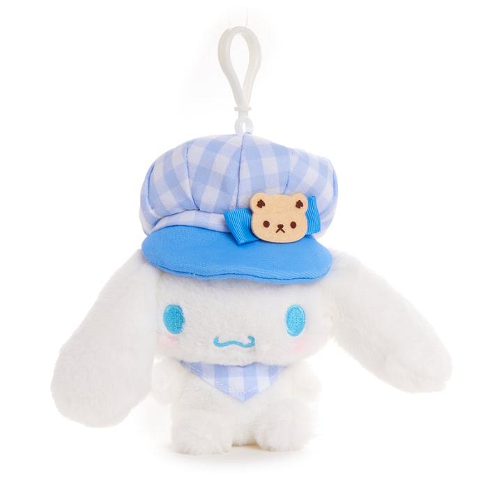 White / Blue Hello Kitty Cinnamoroll Plush Mascot Clip (Gingham Cap Series) | NZ_HK44703