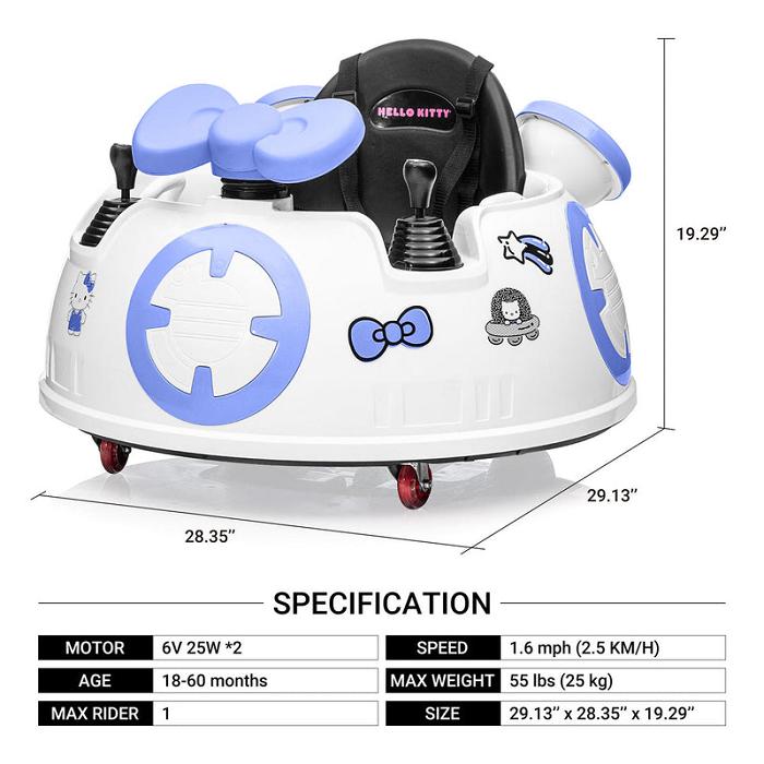 White / Blue Hello Kitty Hello Kitty x Kool Karz Playground Kids Space Explorer Ride On | NZ_HK38858