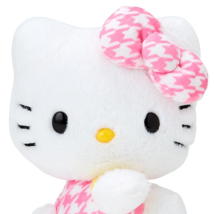 White / Pink Hello Kitty Hello Kitty 50th Anniv. Plush Mascot (Pink Houndstooth) | NZ_HK17666