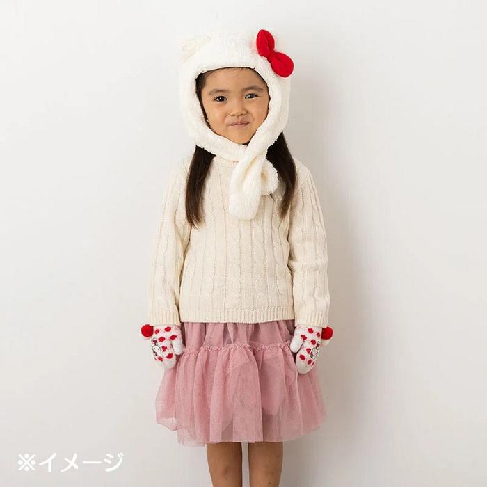 White / Red Hello Kitty Hello Kitty Kids Hooded Wrap Scarf | NZ_HK63271