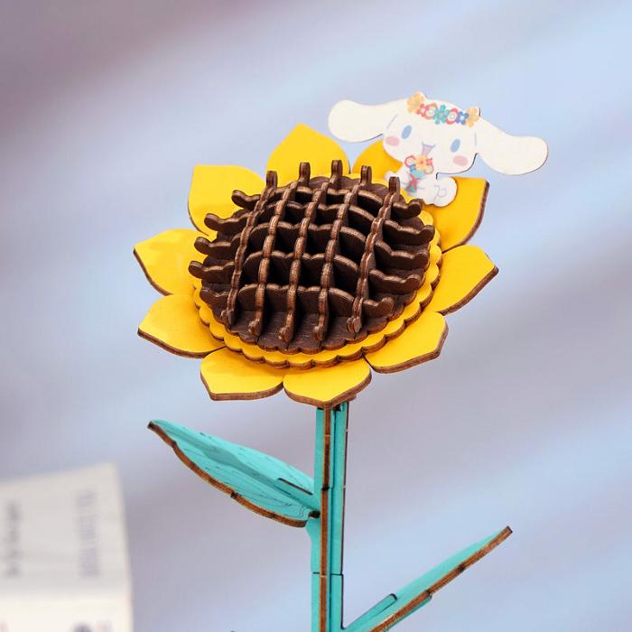 Yellow Hello Kitty Cinnamoroll Sunflower 3D Wooden Puzzle | NZ_HK32947